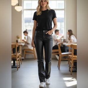 Zara Black Faux Leather Trousers NWOT